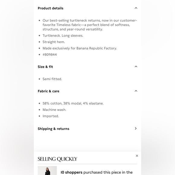 NWT Banana Republic Timeless Turtleneck 🖤 - Picture 2 of 6